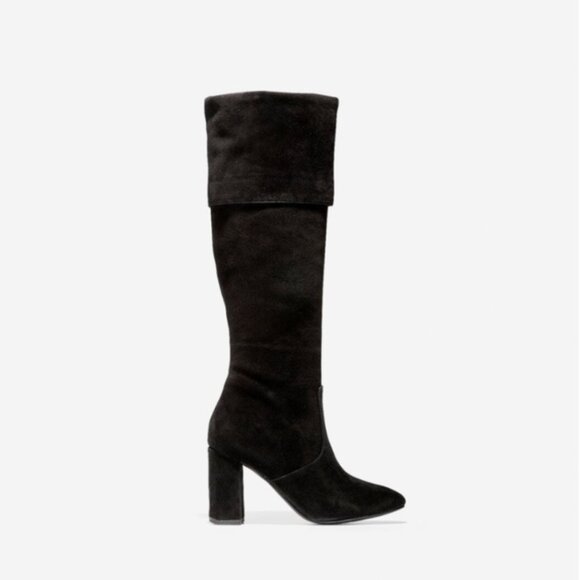 Cole Haan || "Tess" Cuff Heeled Suede Boots - Picture 2 of 7